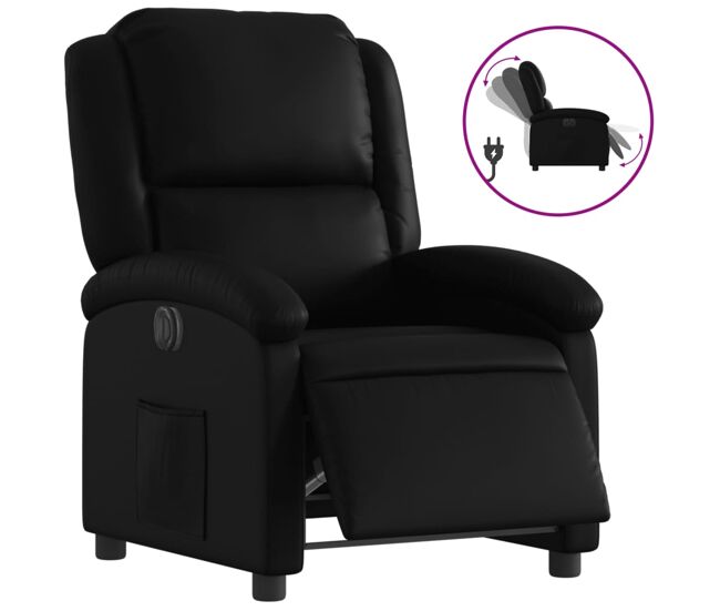 Vidaxl sillón reclinable eléctrico de cuero sintético negro