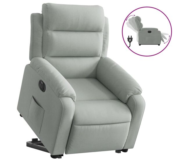 Vidaxl sillón eléctrico reclinable elevable de terciopelo gris claro