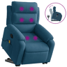 vidaXL Poltrona elevatória de massagens veludo azul