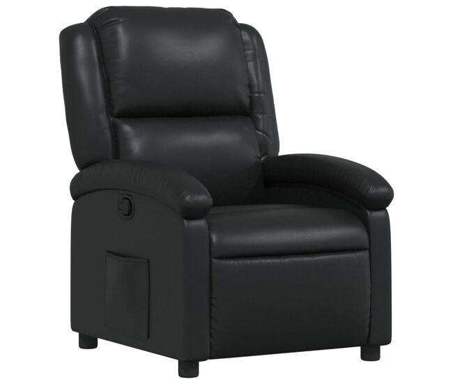 Vidaxl sillón reclinable de piel sintética negra