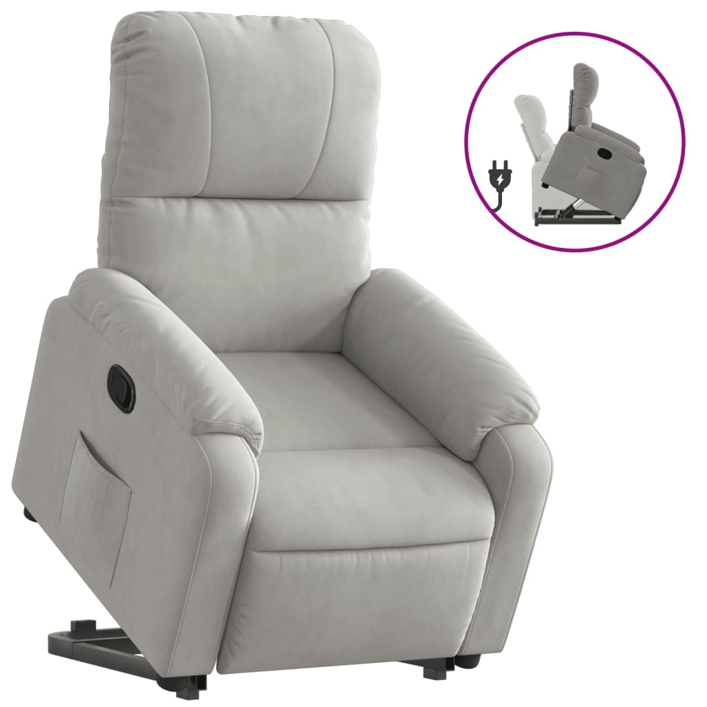 Vidaxl sillón reclinable elevable tela de microfibra gris claro