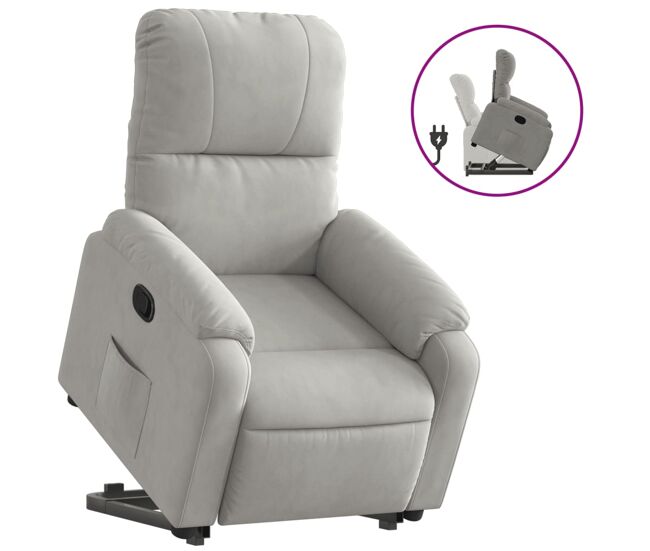 Vidaxl sillón reclinable elevable tela de microfibra gris claro