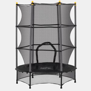 HOMCOM Trampolim Infantil Ø140 cm, Cama Elástica para Crianças de 3-10 Anos com Rede de Segurança e Estrutura de Aço, Suporta até 50 kg, Preto, Uso Interior e Exterior