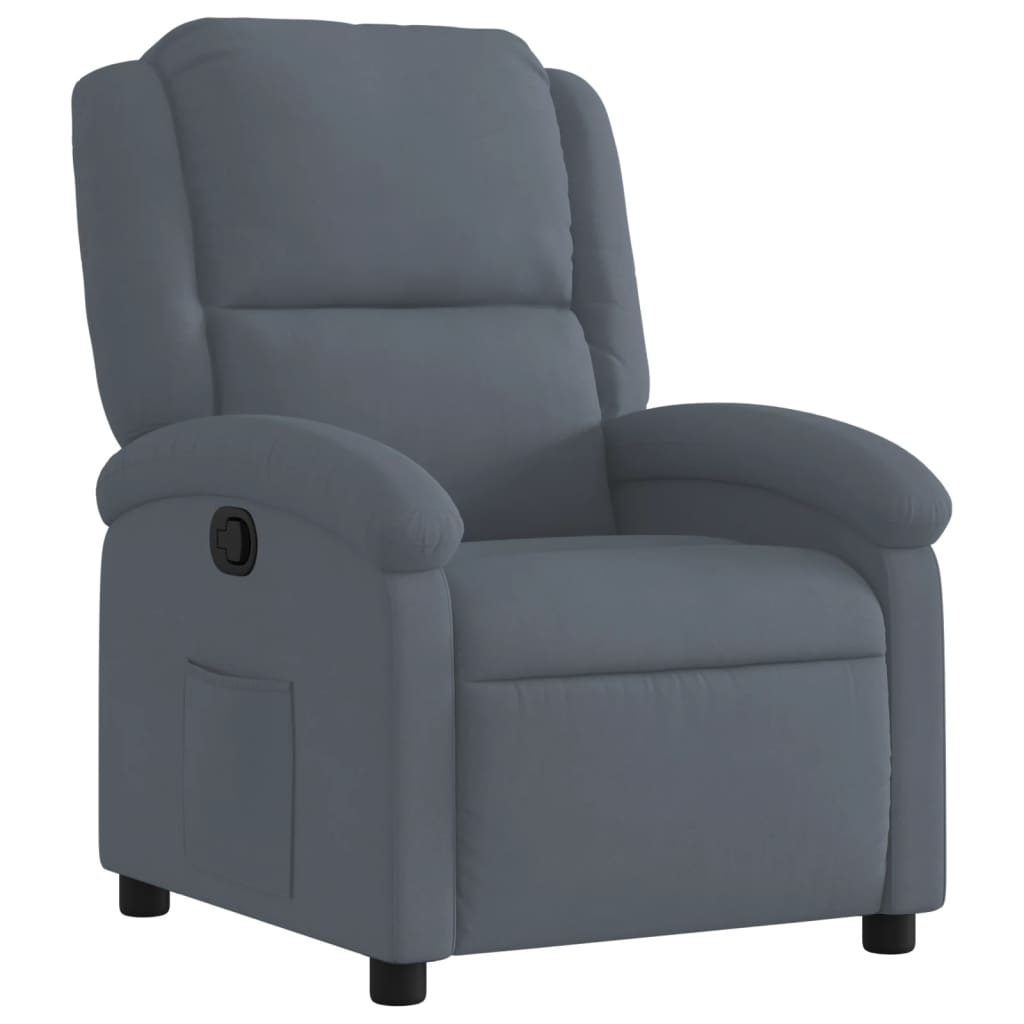 Vidaxl sillón reclinable de terciopelo gris oscuro