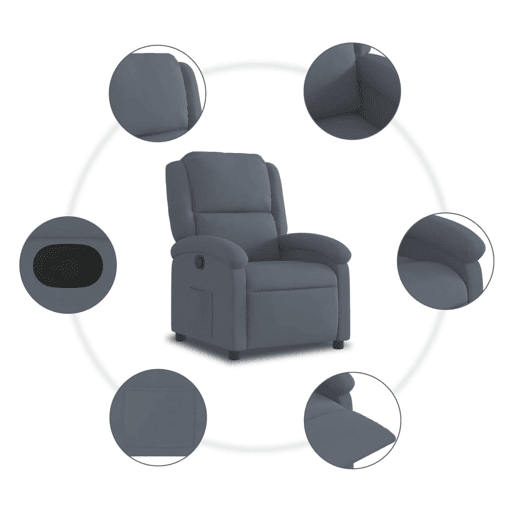 vidaXL Cadeira reclinável veludo cinzento-escuro vidaXL Cadeira reclinável veludo cinzento-escuro
