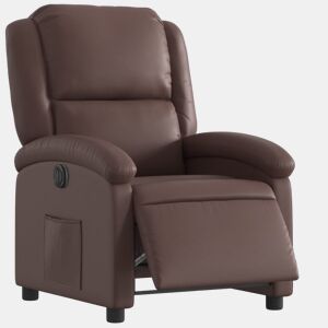 vidaXL Poltrona reclinável elétrica couro artificial castanho