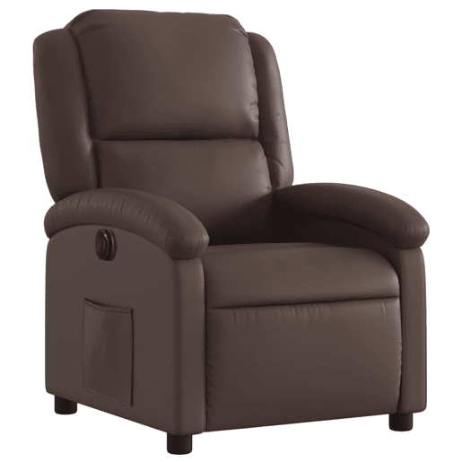 vidaXL Poltrona reclinável elétrica couro artificial castanho