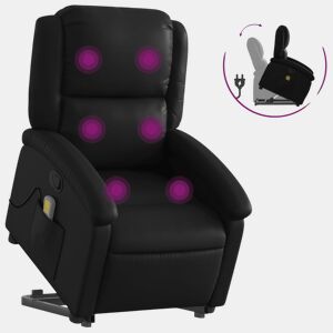 vidaXL Poltrona massagens reclinável elevatória couro artificial preto