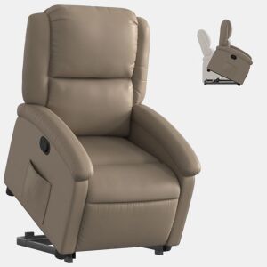 vidaXL Poltrona reclinável elevatória couro artificial cor cappuccino