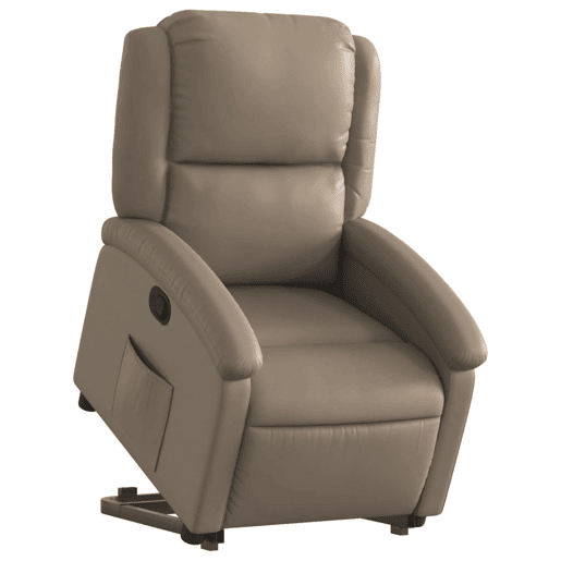 vidaXL Poltrona reclinável elevatória couro artificial cor cappuccino vidaXL Poltrona reclinável elevatória couro artificial cor cappuccino
