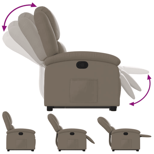 vidaXL Poltrona reclinável elevatória couro artificial cor cappuccino vidaXL Poltrona reclinável elevatória couro artificial cor cappuccino