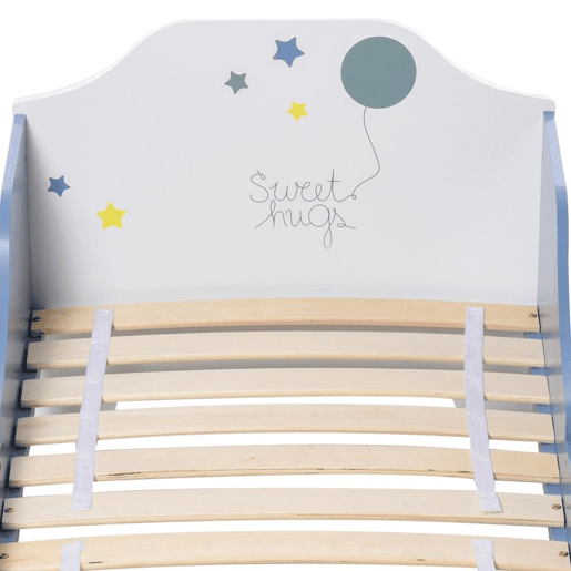 HOMCOM Cama para Crianças acima de 3 Anos 143x74x59 cm Cama Infantil com Desenho em Estrelas Carga 50 kg para Dormitório Azul e Branco