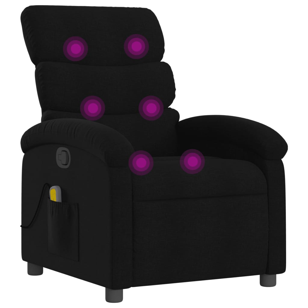 Vidaxl sillón reclinable de masaje de tela negro