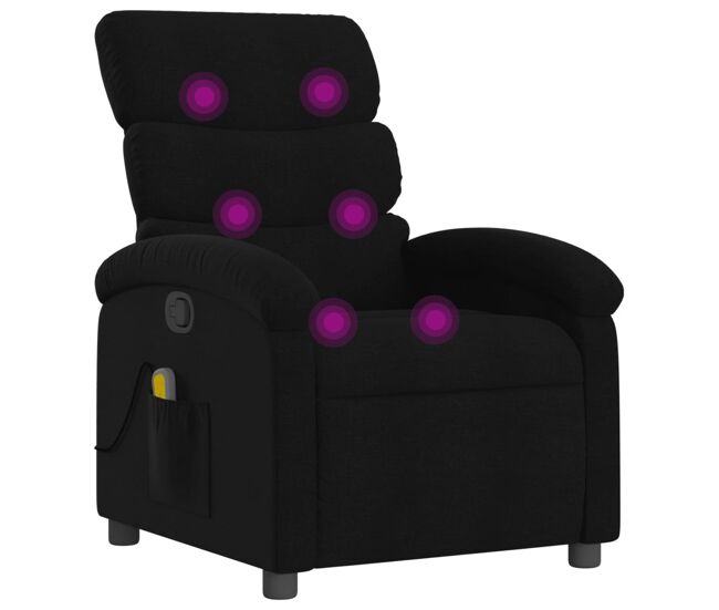 Vidaxl sillón reclinable de masaje de tela negro