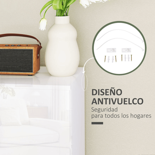HOMCOM Cómoda com 4 Gavetas de Madeira Cómoda de Dormitório Cómoda Branca para Sala de Estar Estilo Moderno 55x33x80 cm Branco Brilhante