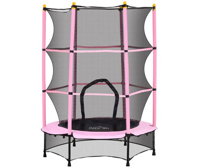 Homcom cama elástica infantil ø140 cm, trampolín para niños de 3-10 años con red de seguridad y marco de acero, carga 50 kg, para interior y exterior,