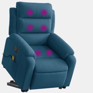 vidaXL Poltrona massagens reclinável elevatória elétrica veludo azul