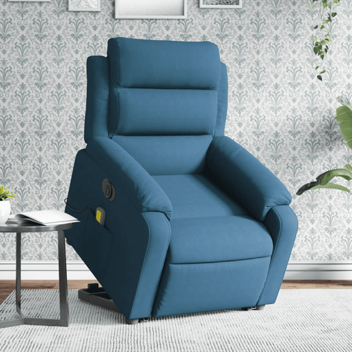 vidaXL Poltrona massagens reclinável elevatória elétrica veludo azul vidaXL Poltrona massagens reclinável elevatória elétrica veludo azul