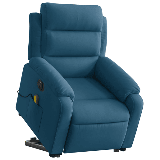 vidaXL Poltrona massagens reclinável elevatória elétrica veludo azul vidaXL Poltrona massagens reclinável elevatória elétrica veludo azul