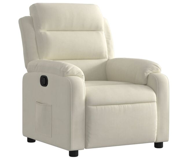 Vidaxl sillón reclinable terciopelo blanco crema