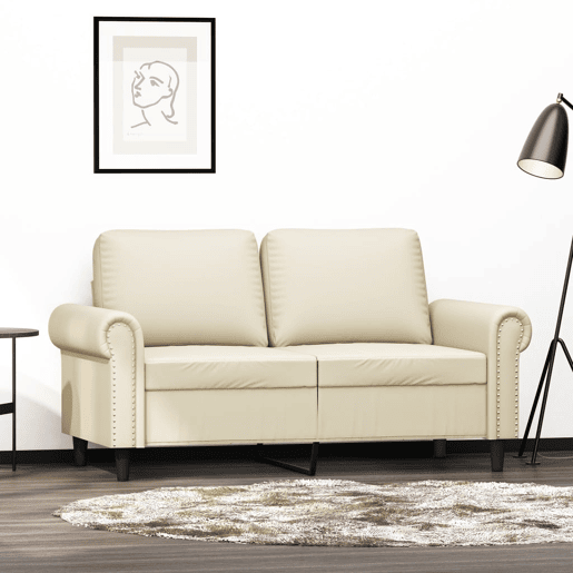 vidaXL Sofá de 2 lugares 120 cm couro artificial cor creme vidaXL Sofá de 2 lugares 120 cm couro artificial cor creme