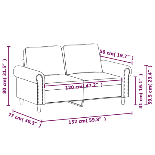 vidaXL Sofá de 2 lugares 120 cm couro artificial cor creme vidaXL Sofá de 2 lugares 120 cm couro artificial cor creme