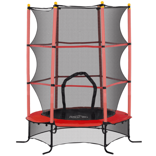 HOMCOM Trampolim Infantil Ø163x190 cm para Exterior e Interior, Rede de Segurança, Protetor de Bordas e Estrutura em Aço, Suporta até 50 kg, Crianças +3 Anos, Vermelho e Preto