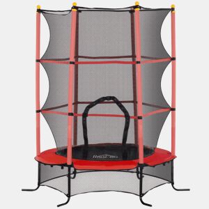 HOMCOM Trampolim Infantil Ø163x190 cm para Exterior e Interior, Rede de Segurança, Protetor de Bordas e Estrutura em Aço, Suporta até 50 kg, Crianças +3 Anos, Vermelho e Preto