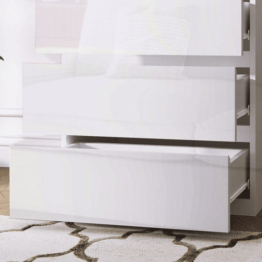 HOMCOM Cómoda com 5 Gavetas de Madeira Cómoda de Dormitório Cómoda Branca para Sala de Estar Estilo Moderno 55x33x100 cm Branco Brilhante HOMCOM Cómoda com 5 Gavetas de Madeira Cómoda de Dormitório Cómoda Branca para Sala de Estar Estilo Moderno 55x33x100 cm Branco Brilhante