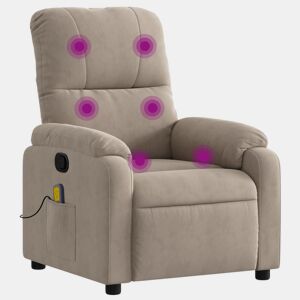 vidaXL Poltrona de massagens reclinável tecido de microfibra