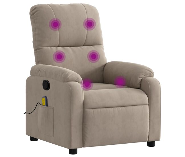 Vidaxl sillón reclinable de masaje tela de microfibra gris taupe