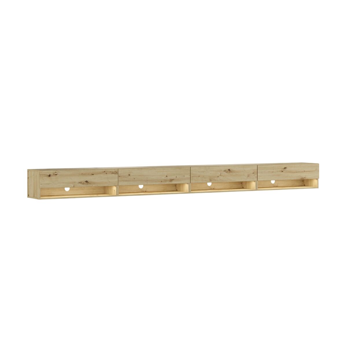 Mueble tv, televisión, muebles de salón, almacenaje, 360x30x34cm, led, con almacenamiento, estilo moderno, roble