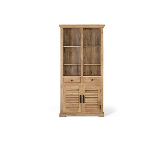 Librería de madera de mango natural tallada a mano 180x90x40