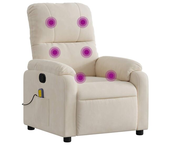 Vidaxl sillón reclinable de masaje tela de microfibra beige