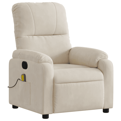 vidaXL Poltrona de massagens reclinável tecido de microfibra cor bege