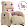 vidaXL Poltrona de massagens reclinável elétrica microfibra cor creme