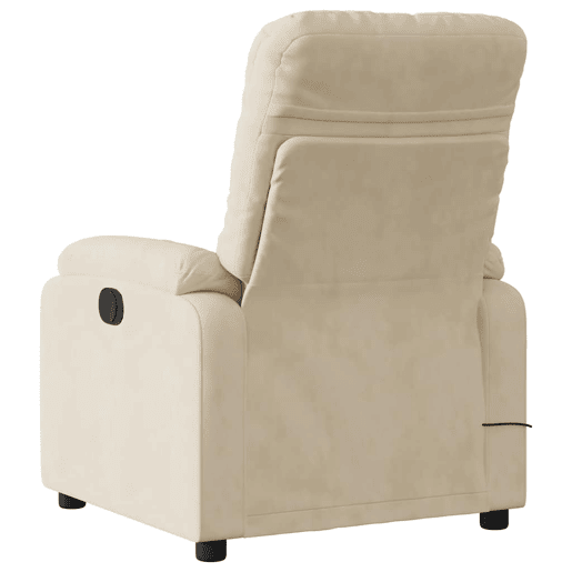 vidaXL Poltrona de massagens reclinável elétrica microfibra cor creme vidaXL Poltrona de massagens reclinável elétrica microfibra cor creme