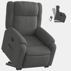 vidaXL Poltrona reclinável elevatória tecido cinzento-escuro