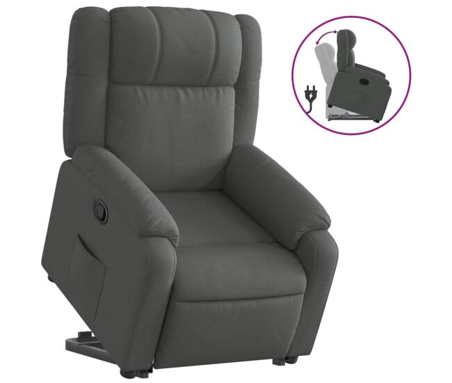 Vidaxl sillón reclinable elevable de tela gris oscuro