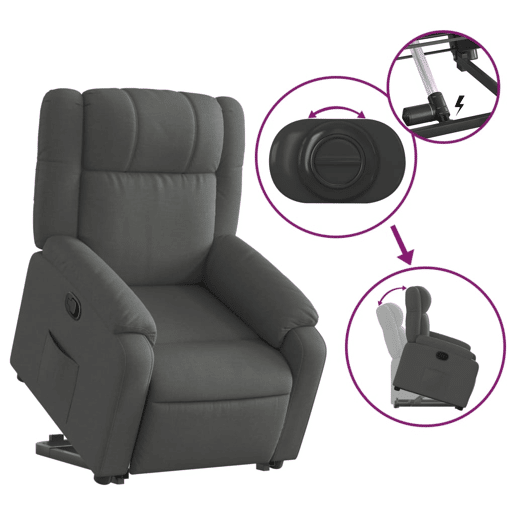 vidaXL Poltrona reclinável elevatória tecido cinzento-escuro vidaXL Poltrona reclinável elevatória tecido cinzento-escuro