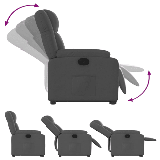 vidaXL Poltrona reclinável elevatória tecido cinzento-escuro vidaXL Poltrona reclinável elevatória tecido cinzento-escuro