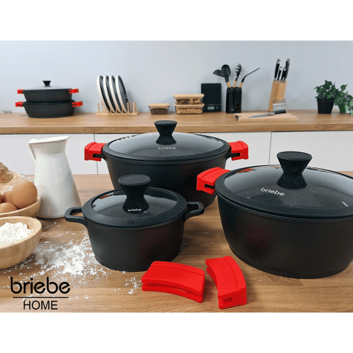 Briebe Black Titanium Panela Indução Antiaderente Titânio 16cm, Alumínio Fundido Sem PFOA, Tampa de Vidro, , Preto