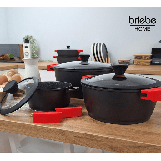 Briebe Black Titanium Panela Indução Antiaderente Titânio 16cm, Alumínio Fundido Sem PFOA, Tampa de Vidro, , Preto