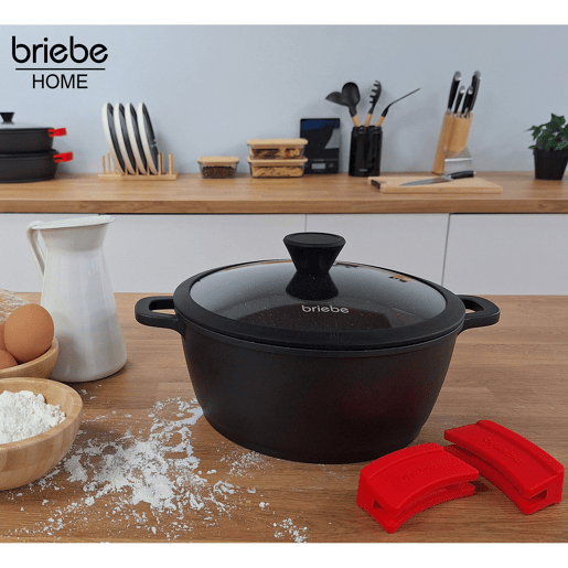 Briebe Black Titanium Panela Indução Antiaderente Titânio 16cm, Alumínio Fundido Sem PFOA, Tampa de Vidro, , Preto