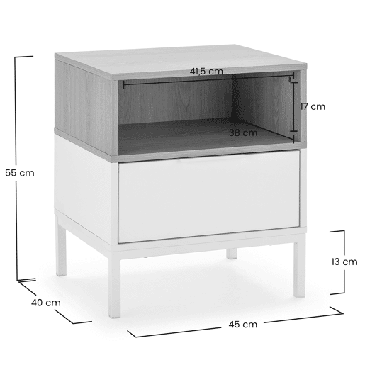 Mesa de cabeceira Nieve 1 gaveta cor Branco