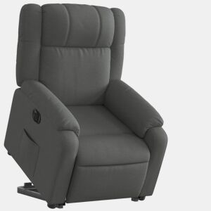 vidaXL Poltrona reclinável elevatória elétrica tecido cinzento-escuro