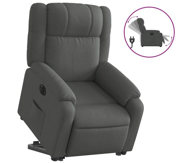 Vidaxl sillón eléctrico reclinable elevable de tela gris oscuro