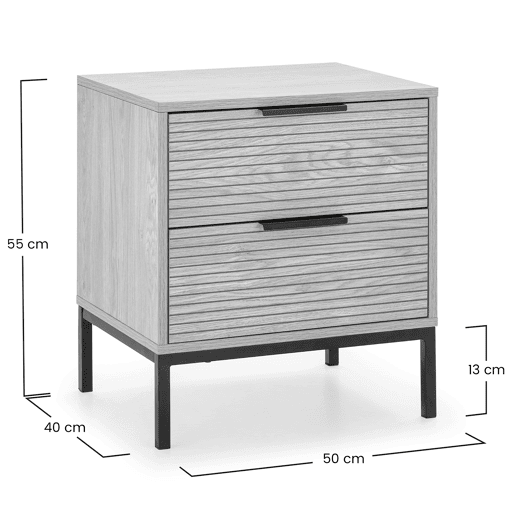 Mesa de cabeceira Monica 2 gavetas cor Carvalho