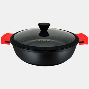 Briebe Black Titanium Panela Baixa Indução Antiaderente Titânio 30cm, Alumínio Fundido Sem PFOA, Tampa de Vidro, , Preto