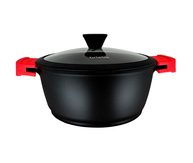 Briebe black titanium cacerola cocina inducción antiadherente titanio, cazuela 20cm, aluminio fundido sin pfoa, tapa, , negro